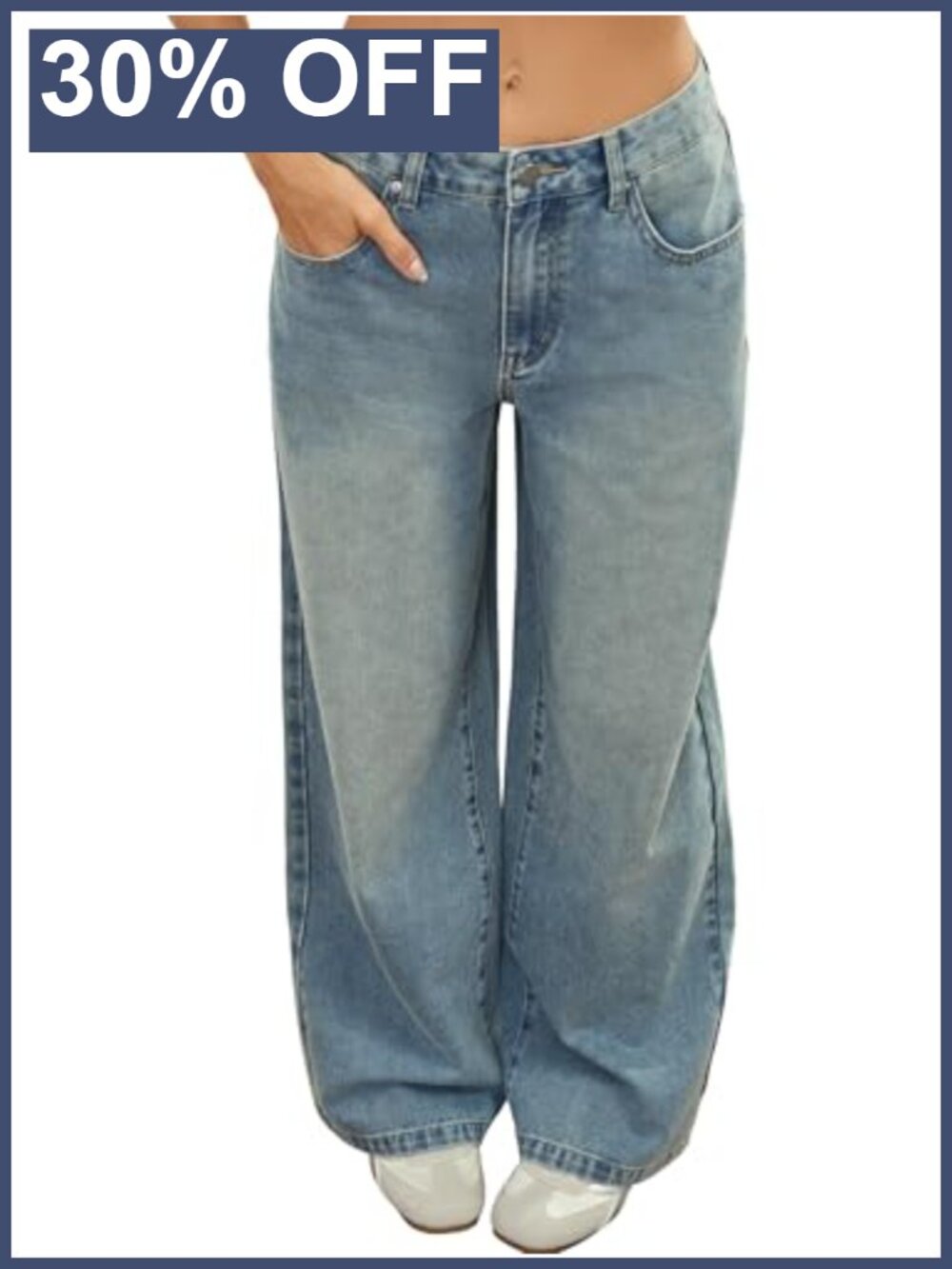Adjustable Waist Straight Leg Jeans Snap-Button High Rise Denim Pants